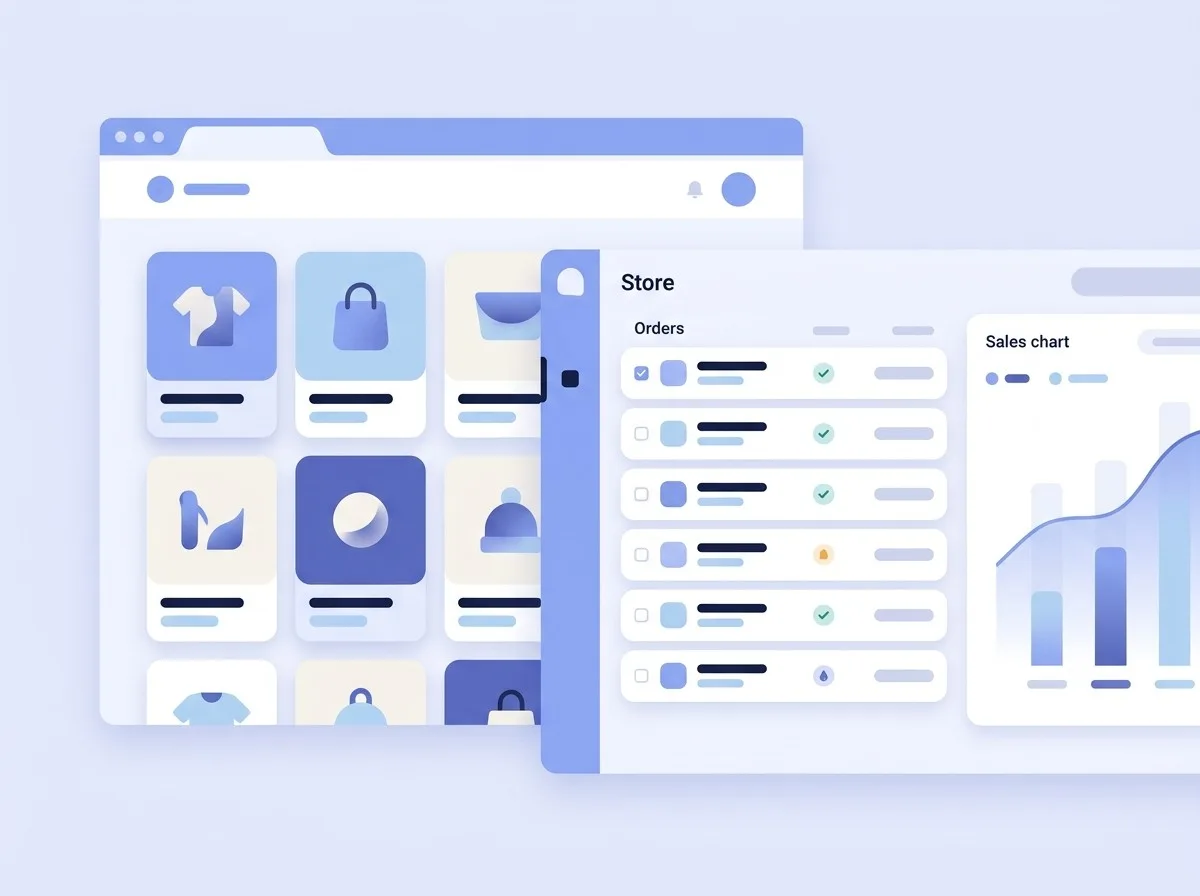 PrestaShop store and admin dashboard